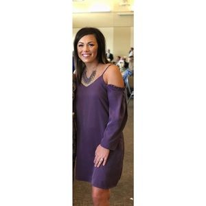 Purple Open shoulder cocktail dress